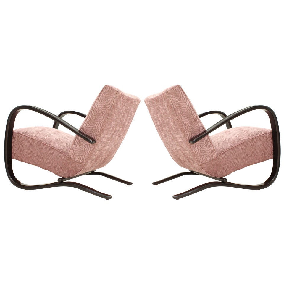 A Pair of Lounge Chairs by J. Halabala, 1930's For Sale