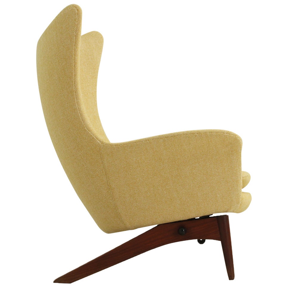 Danish Reclining Wing Chair by H. W. Klein