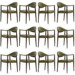 Set of 12 Leather Armchairs by Juan Gamboa