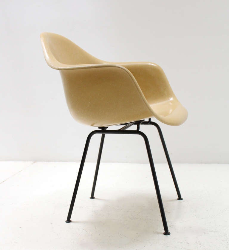 Original Mustard Fiberglass Armchair by Eames