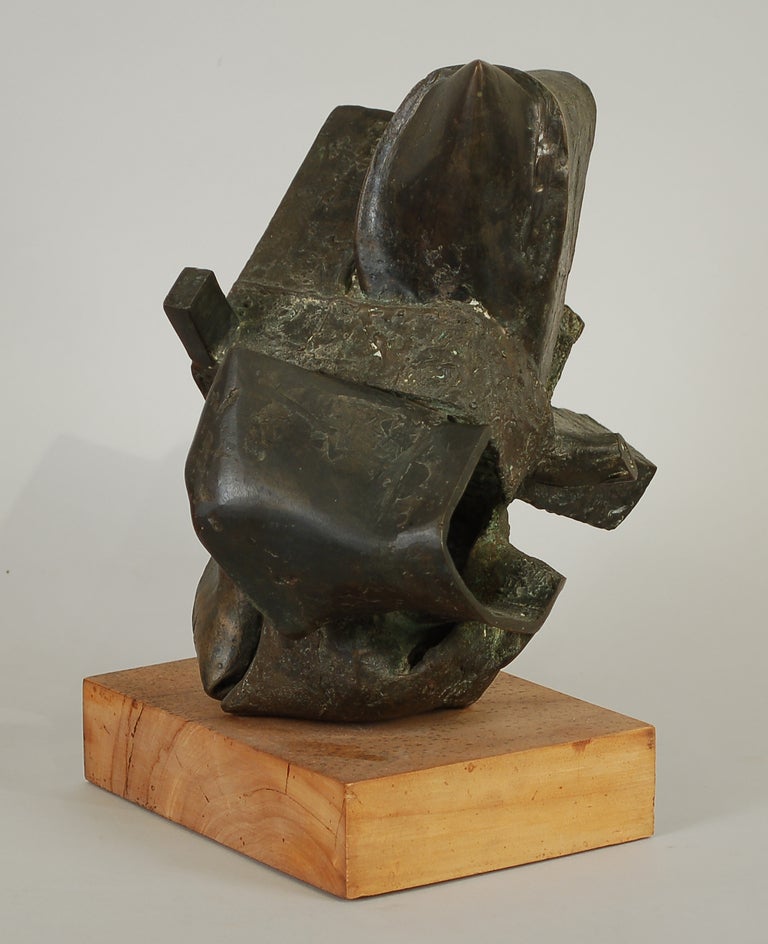Unsigned bronze sculpture in a brutalist style. 