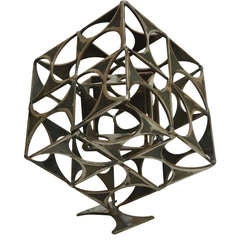 Brutalistische Kubus-Skulptur aus Stahl