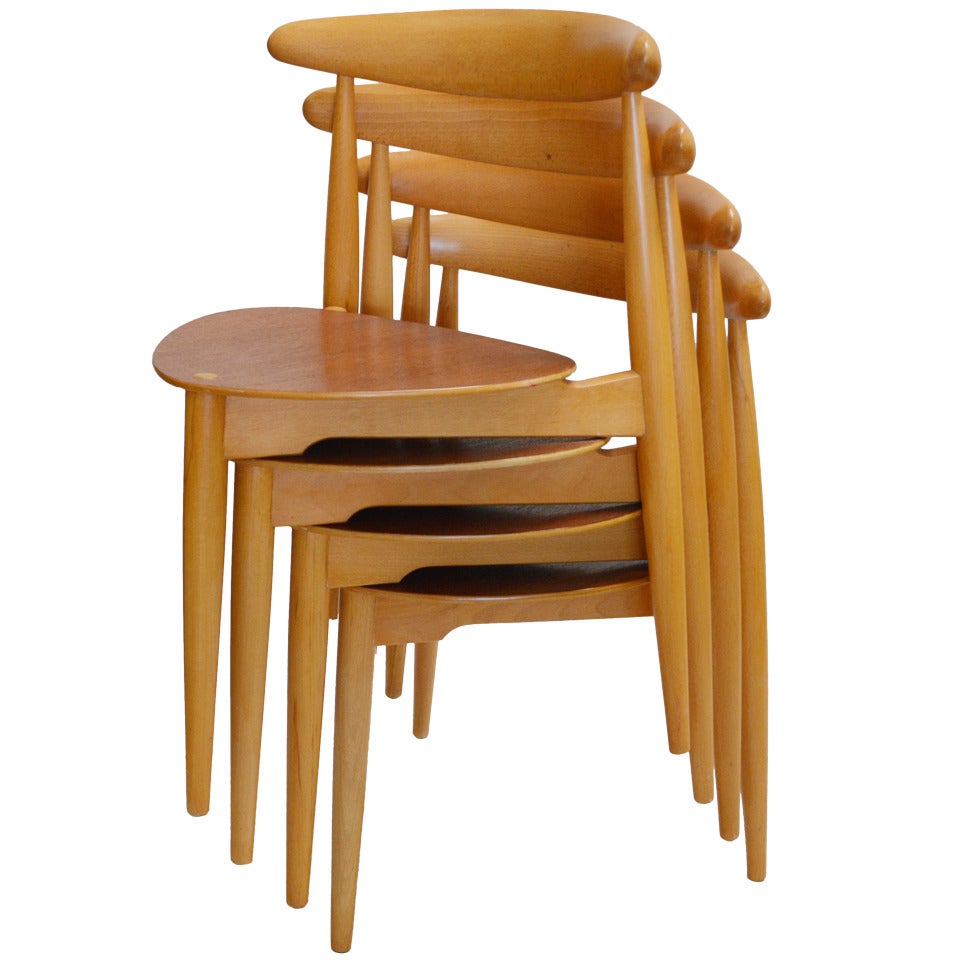 Four Hans Wegner Heart Chairs