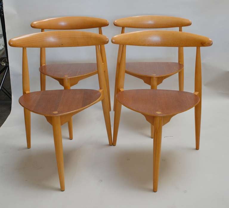 Danish Four Hans Wegner Heart Chairs