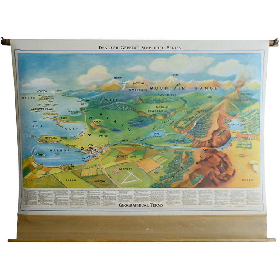Denoyer Termes géographiques Carte murale de l'école