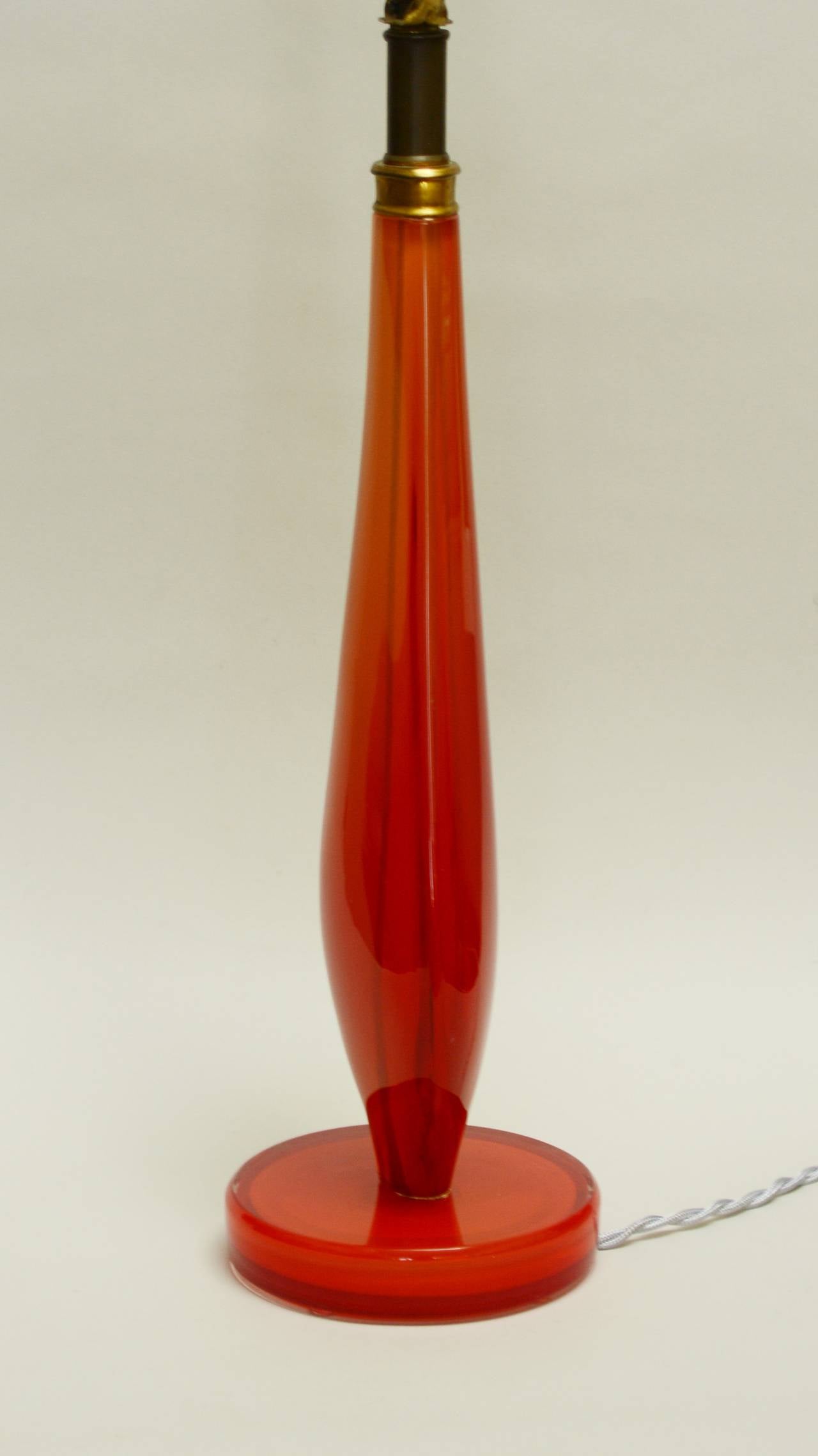 Italian Red Murano Sommerso Table Lamp by Salviati