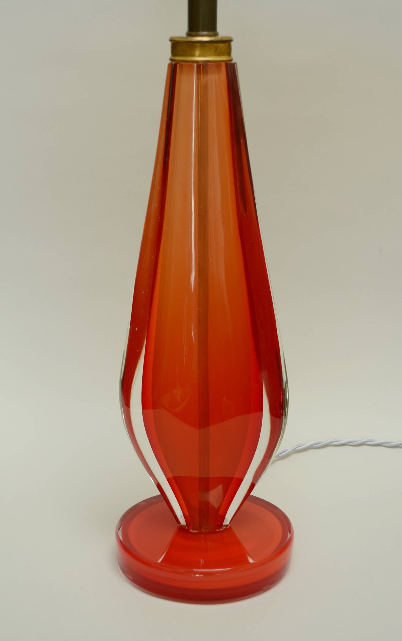 Mid-Century Modern Red Murano Sommerso Table Lamp by Salviati