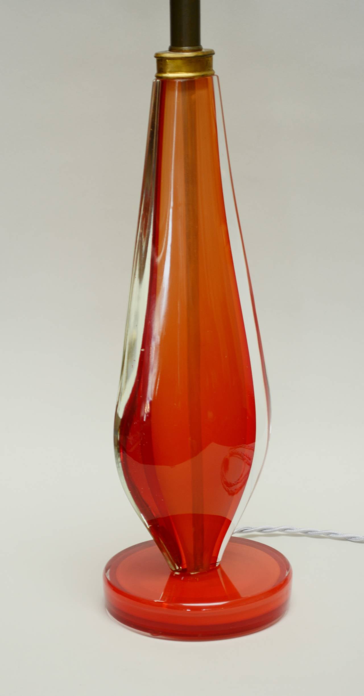 Red Murano Sommerso Table Lamp by Salviati In Excellent Condition In San Mateo, CA