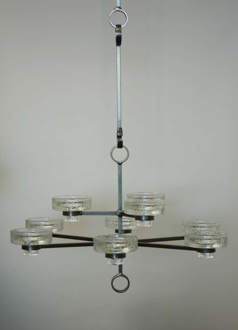 Eric Hoglund Glass and Iron Candle Chandelier