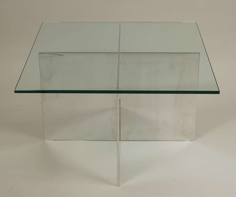 Aluminum and Glass Table by Paul Mayen In Good Condition In San Mateo, CA