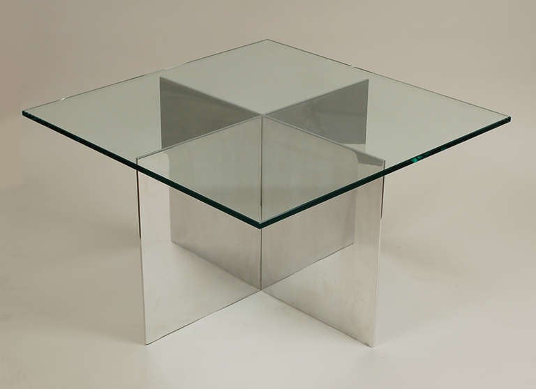 Mid-Century Modern Aluminum and Glass Table by Paul Mayen