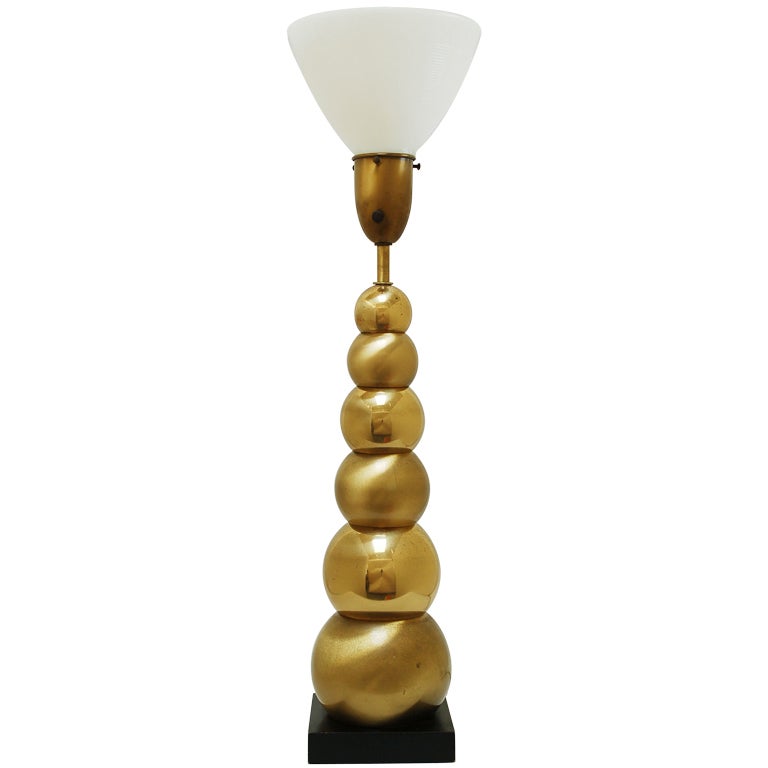 Brass Stacked Ball Lamp at 1stDibs