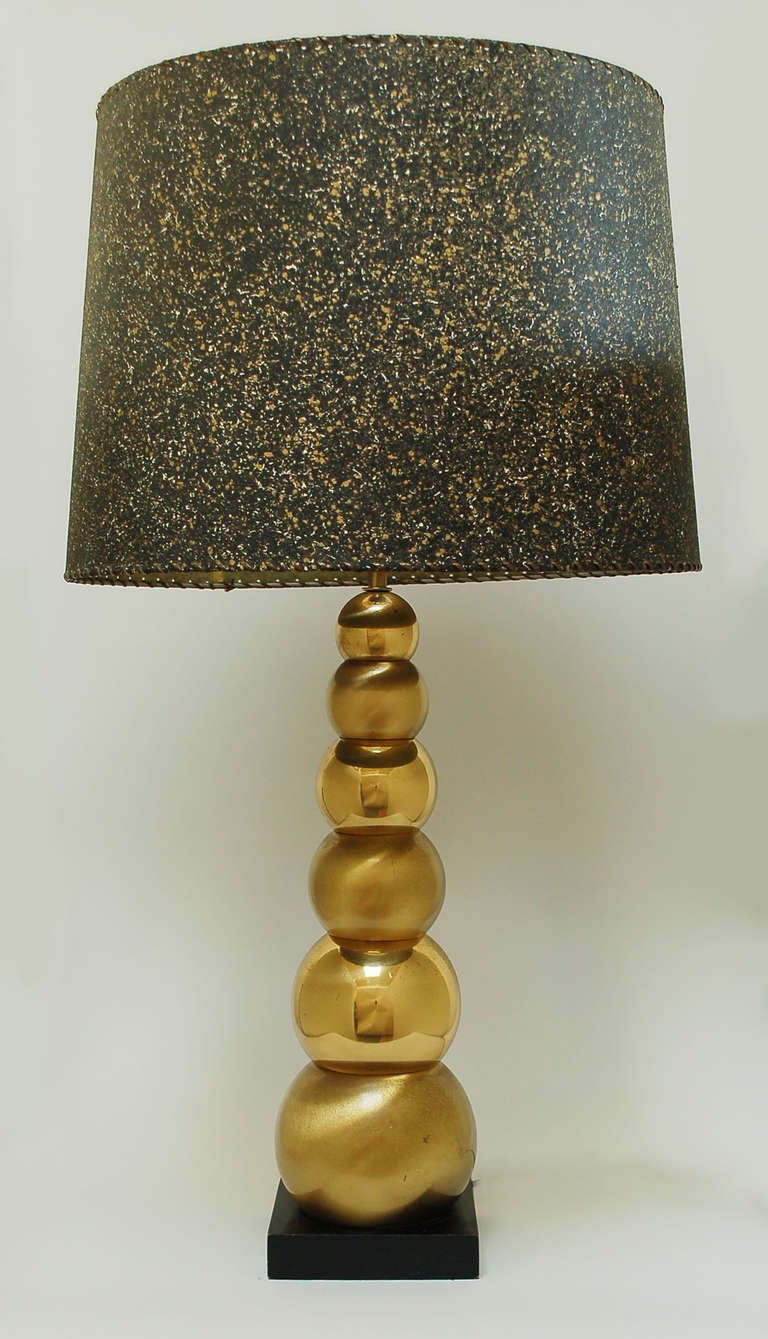 Brass Stacked Ball Lamp In Good Condition In San Mateo, CA