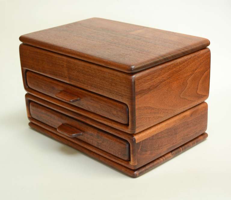 Mid-20th Century Studio Craft Walnut Jewelry Box