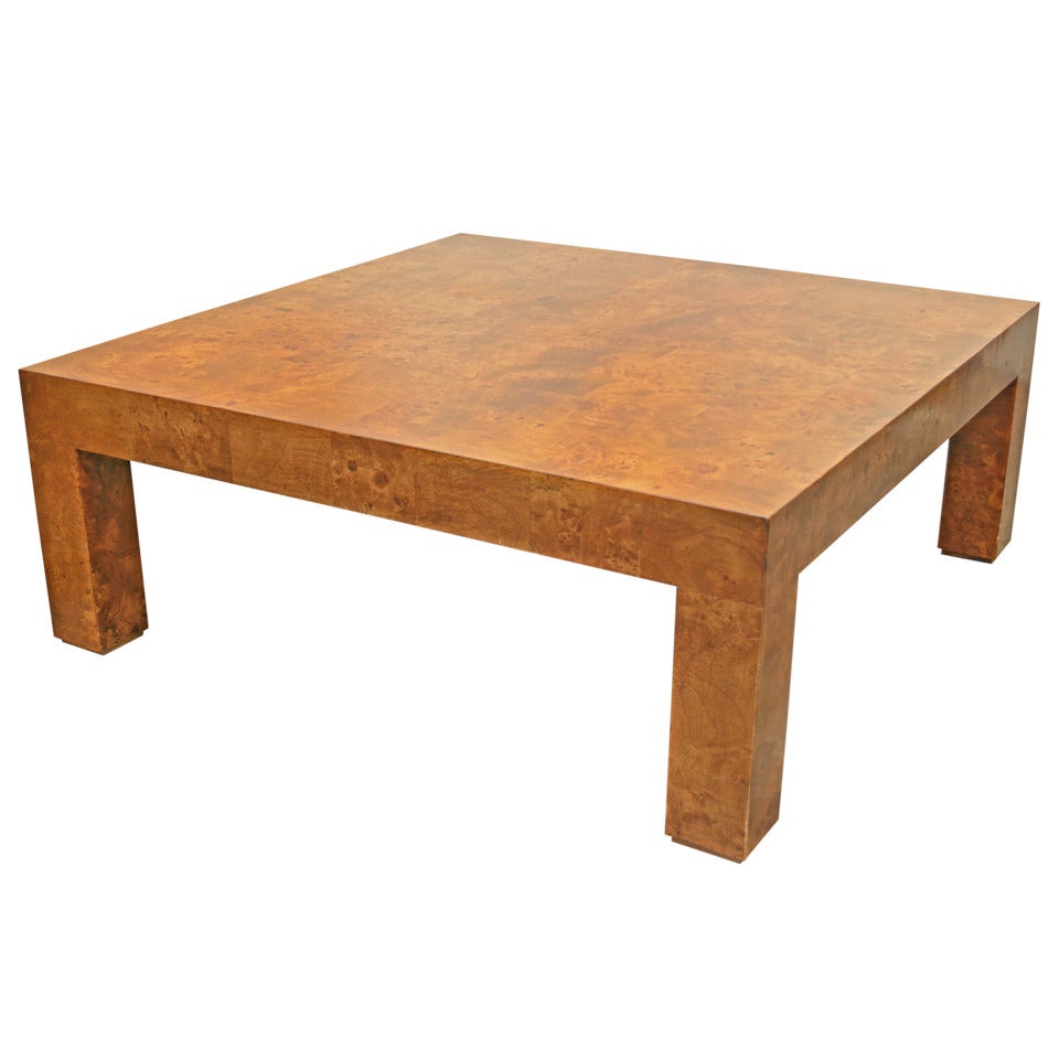 Milo Baughman Burl Wood Coffee Table