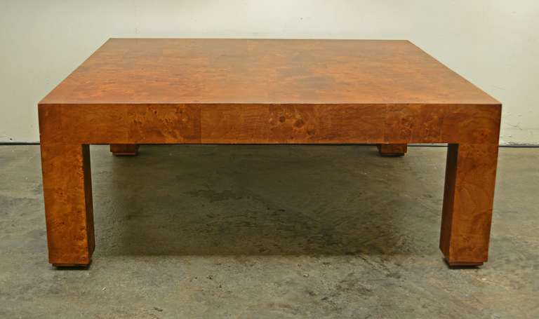 milo baughman burlwood coffee table