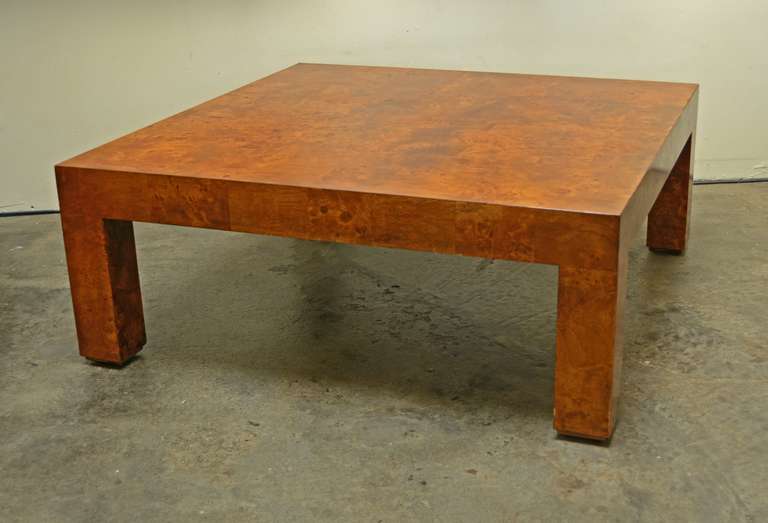 milo baughman burl coffee table