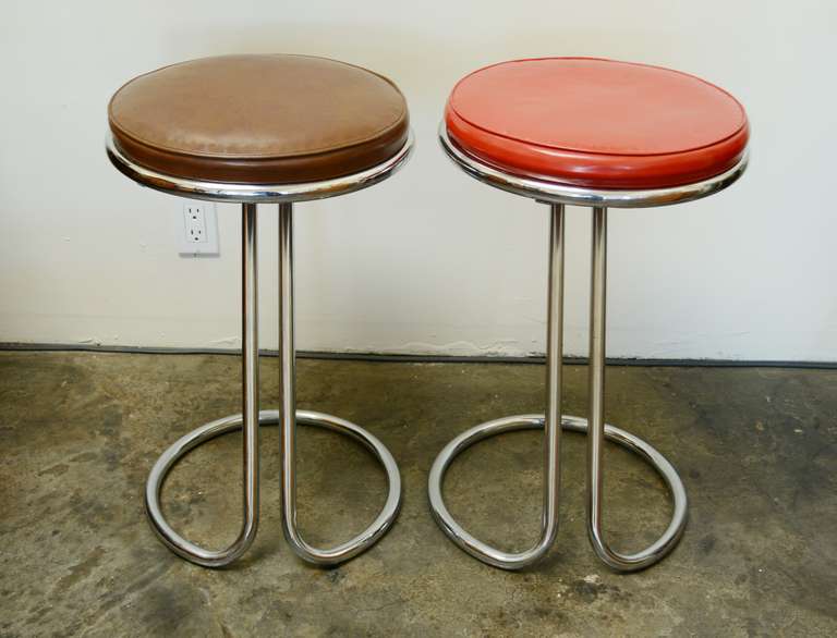 Pair of Gilbert Rohde Stools In Good Condition In San Mateo, CA