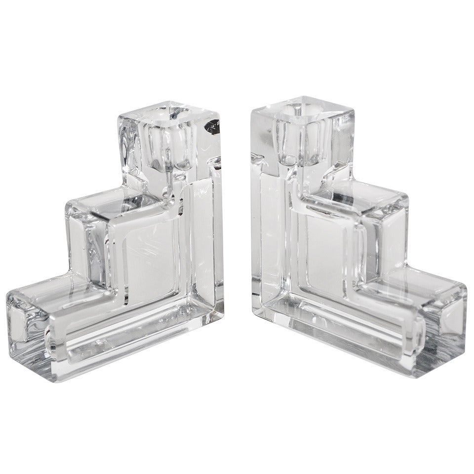 Pair of Wilber Orme Pristine Table Architecture Candle Holders