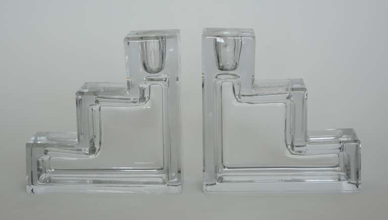 Machine Age Pair of Wilber Orme Pristine Table Architecture Candle Holders