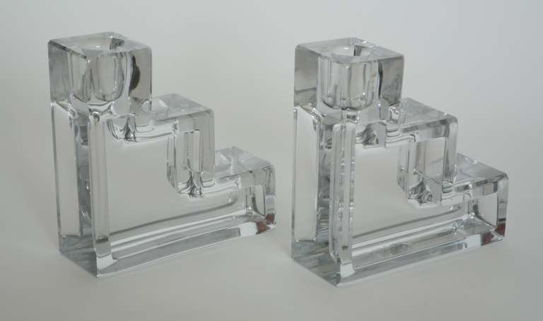 Pair of Wilber Orme Pristine Table Architecture Candle Holders In Good Condition In San Mateo, CA