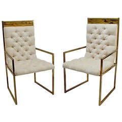 Pair of Mastercraft Tufted Chairs with Acid Etched Detail