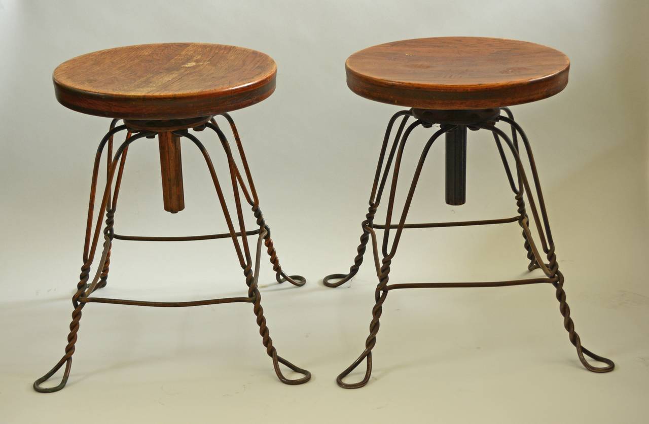 North American Industrial Twisted Steel Wire Stools
