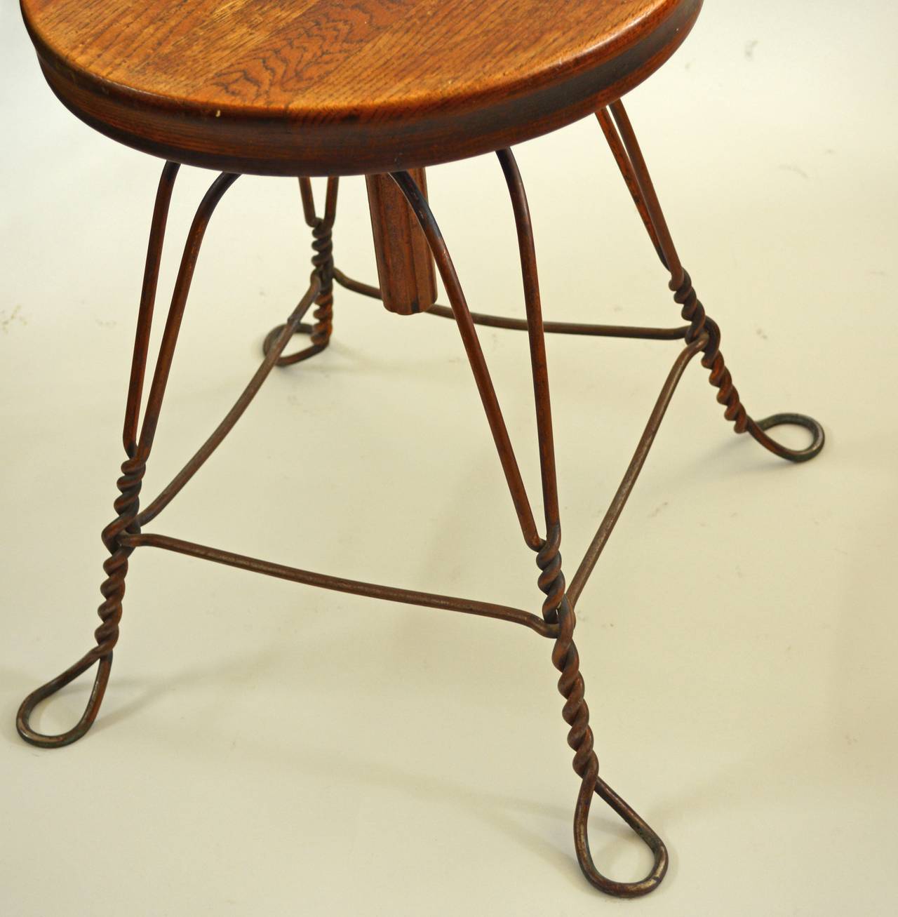 20th Century Industrial Twisted Steel Wire Stools