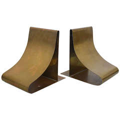 Pair of Modernist Sarreid Brass Bookends