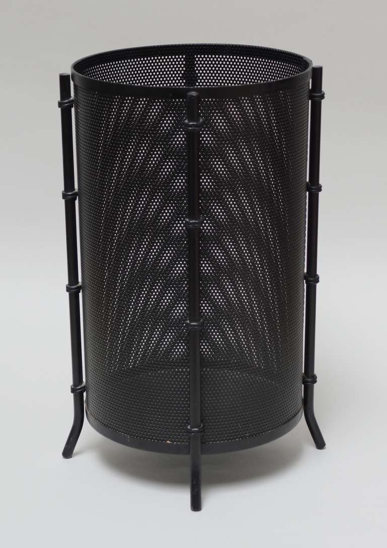 Modernist Perforated Iron Waste Basket