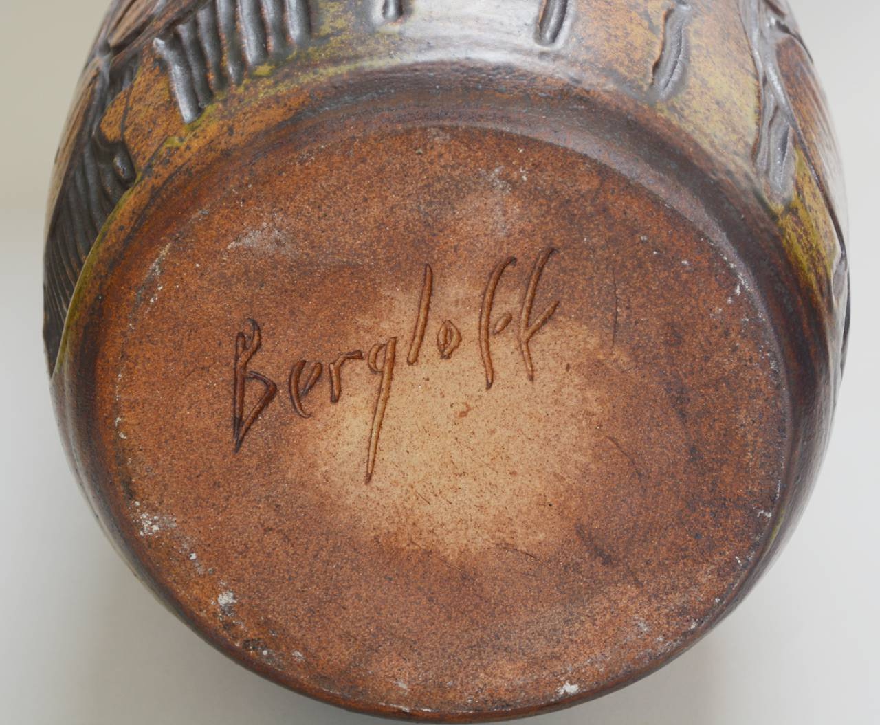 Late 20th Century Monumental Andrew Bergloff Studio Pottery Floor Vase