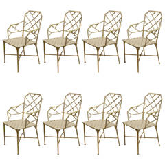 Set of Eight Brown Jordan Chinese Chippendale Armchairs