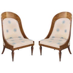 Vintage Pair of Mastercraft Burl Spoon Back Chairs