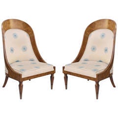 Pair of Mastercraft Burl Spoon Back Chairs