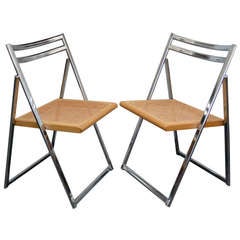 Pair of Italian Chrome Folding Chairs