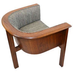 Three Legged Walnut Tub Arm Chair