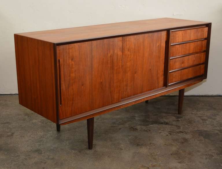 Mid Century Danish Walnut Credenza at 1stdibs