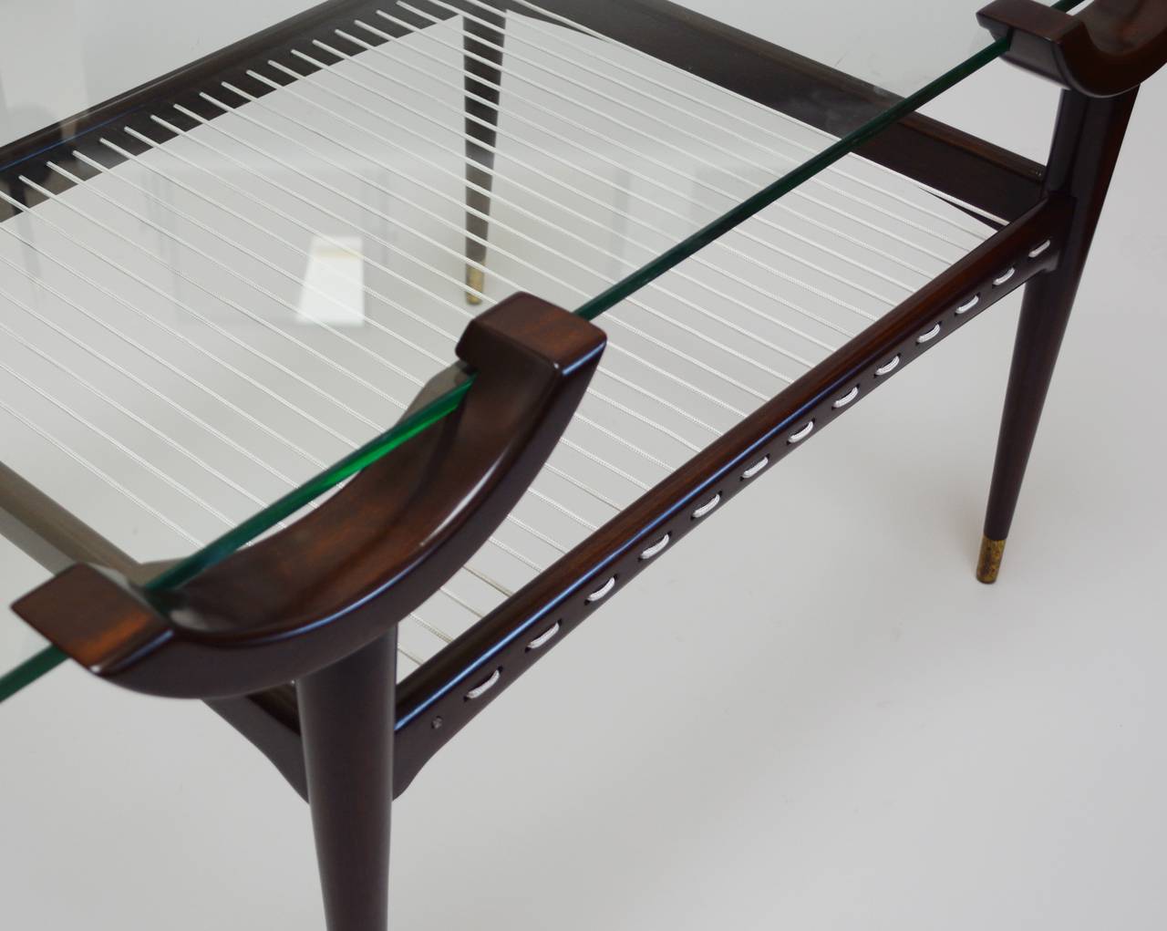 Mid-20th Century Mid-Century Coffee Table with Rope Shelf