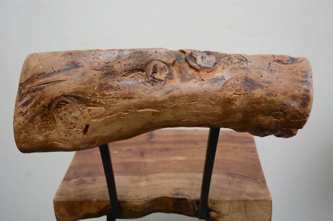 Wood Rustic Modern Iron and Log Bar Stools