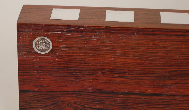 Mid-20th Century Hans Hansen Rosewood and Sterling Pen Tray