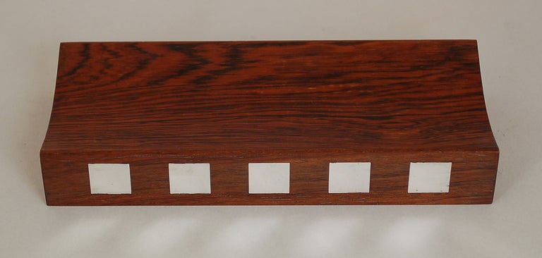 Hans Hansen Rosewood and Sterling Pen Tray In Good Condition In San Mateo, CA