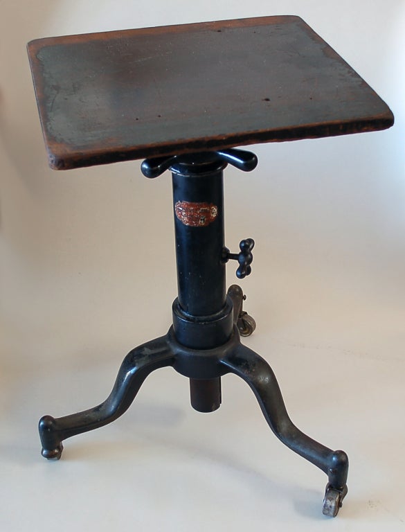 20th Century Adjustable Industrial Iron Table