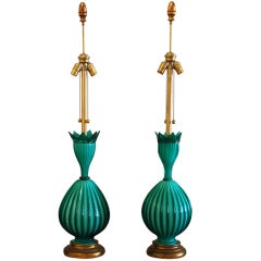 Vintage Pair of Marbro Murano Lamps