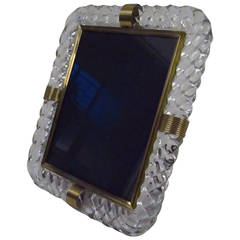 Twisted Rope Glass Picture Frame in the Manner of Venini