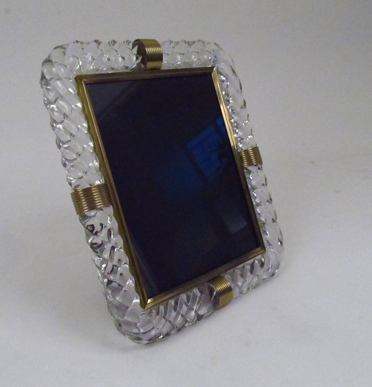 Twisted Rope Glass Picture Frame in the Manner of Venini