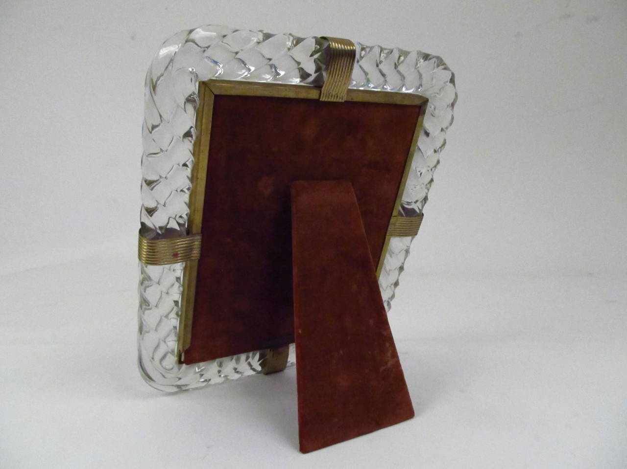 Twisted Rope Glass Picture Frame in the Manner of Venini For Sale at