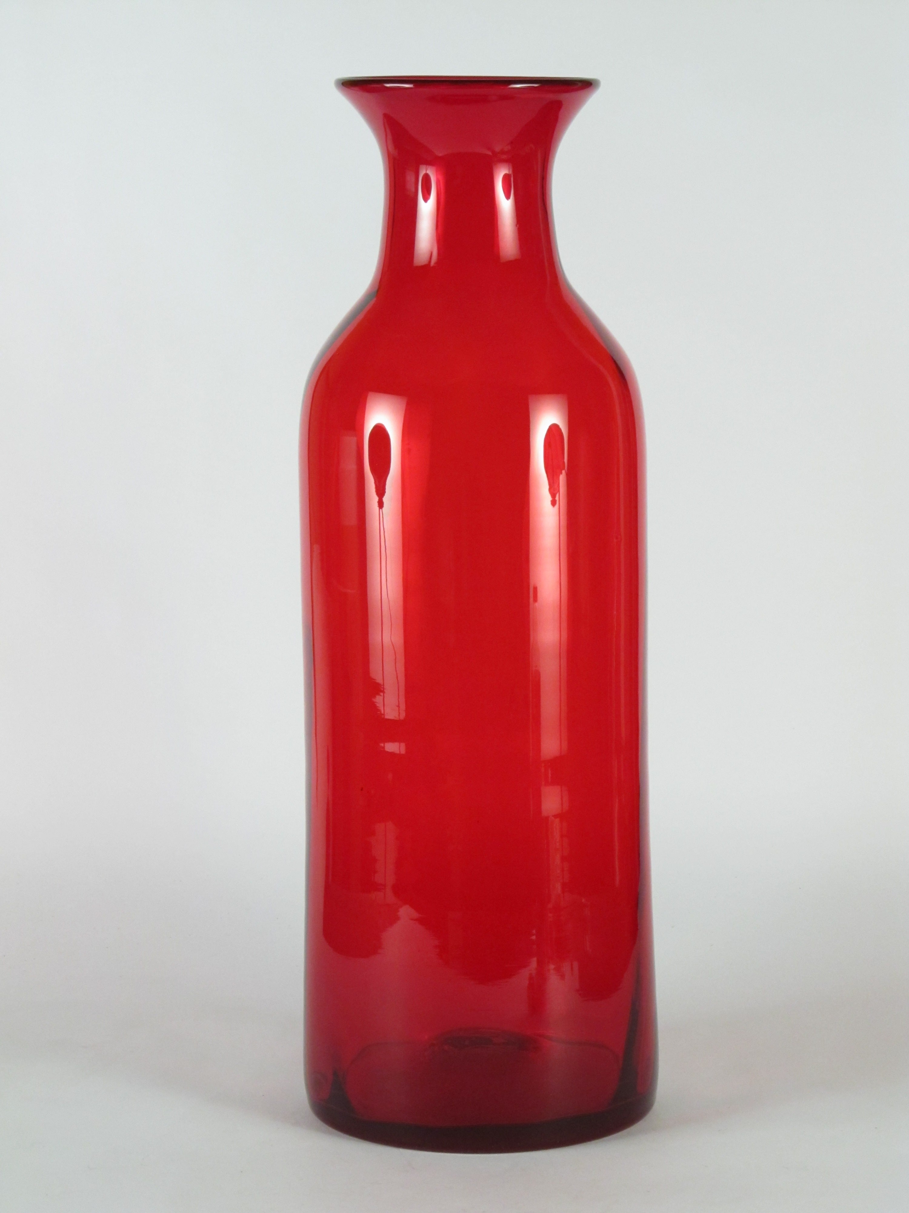 21 Inch Ruby Red Blenko Bottle Vase