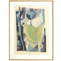 Large Scale Monoprint "Orpheus" 1981 by Bernd Kroeber (1942 -)