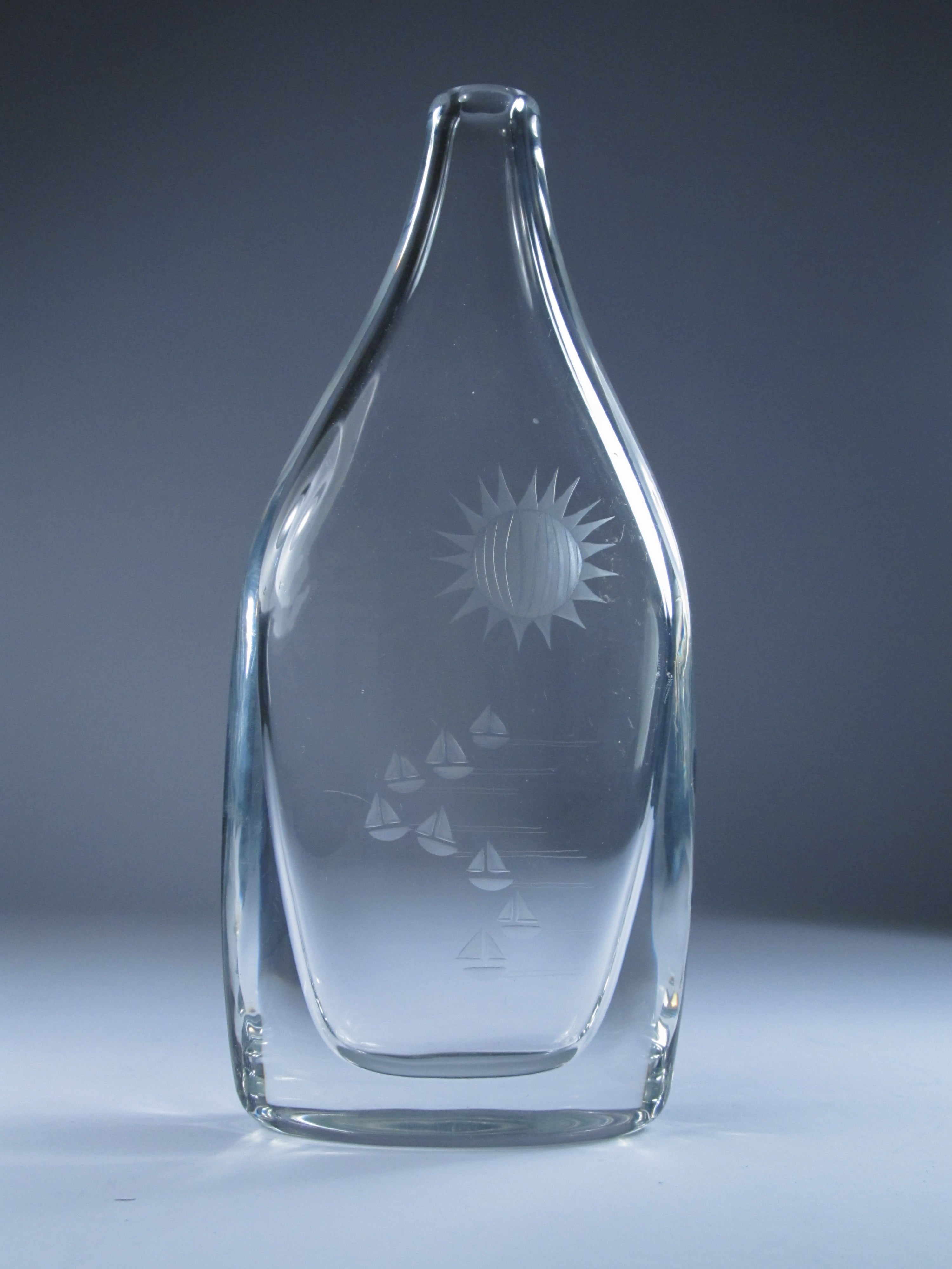 Etched Glass Vase by Swedish Glass Artist Bengt Edenfalk