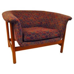 Mid-Century Upholstered Teak Even Arm Lounge Chair